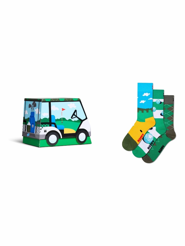 Happy Socks Golfsokker Gavesæt 3 Pakke - Billede 1 af 6