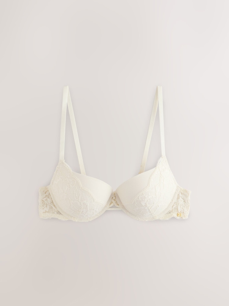 Cream Push Up Padded Plunge A-D Wow Triple Boost Lace Bra - Image 1 of 3 Cream Push Up Padded Plunge A-D Wow Triple Boost Lace Bra - Image 1 of 3
