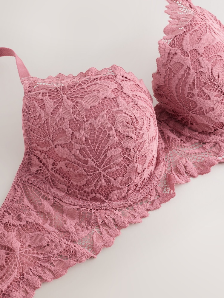 Pink Padded Balcony Lace Ultimate Comfort  Bra - Image 7 of 7