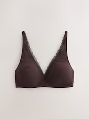 Chocolate Brown Seamless Cotton Blend Ribbed Light Padded Bralette - Image 6 of 8
