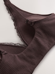 Chocolate Brown Seamless Cotton Blend Ribbed Light Padded Bralette - Image 7 of 8