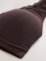 Chocolate Brown Seamless Cotton Blend Ribbed Light Padded Bralette - Image 8 of 8