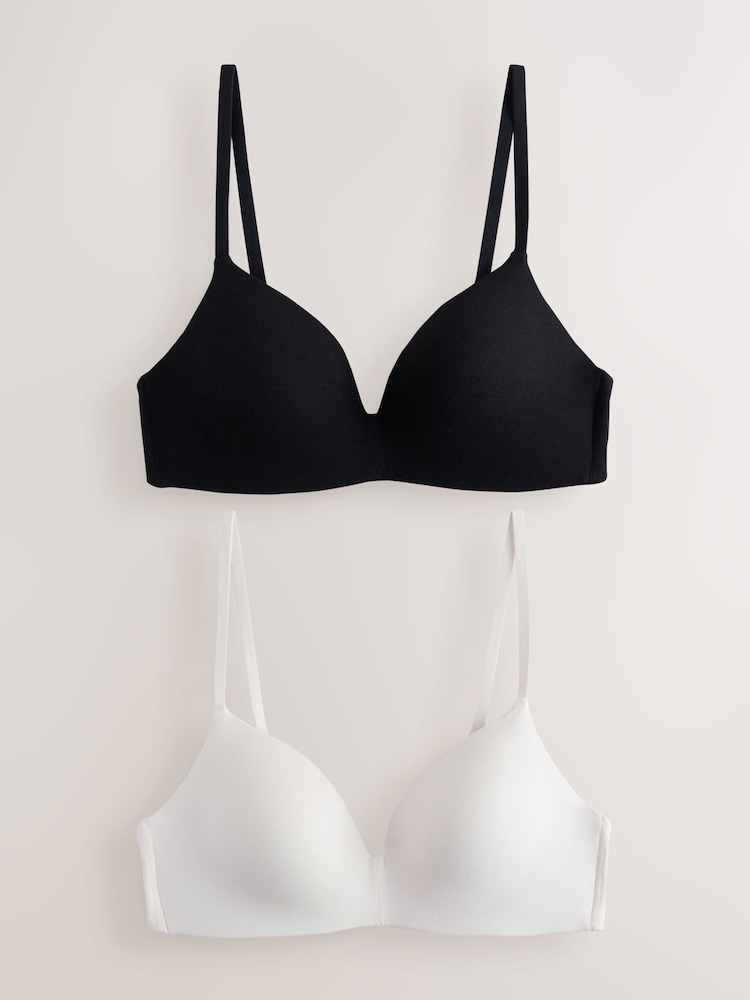Itim/Krema - Mga Kind To Skin Bra 2 Pack - Larawan 1 ng 9