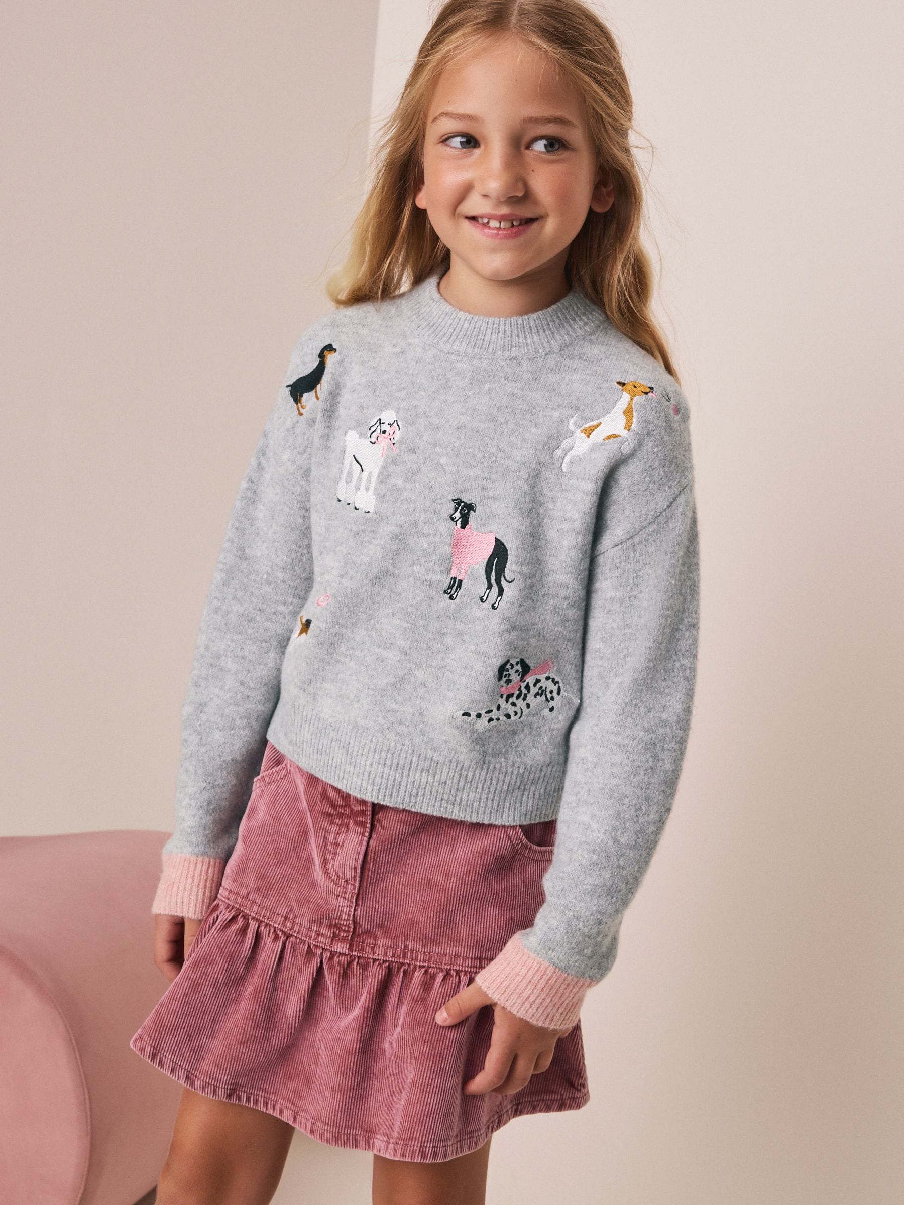 Buy Grey Dog Embroidered Knitted Jumper (3-16yrs) from Next USA