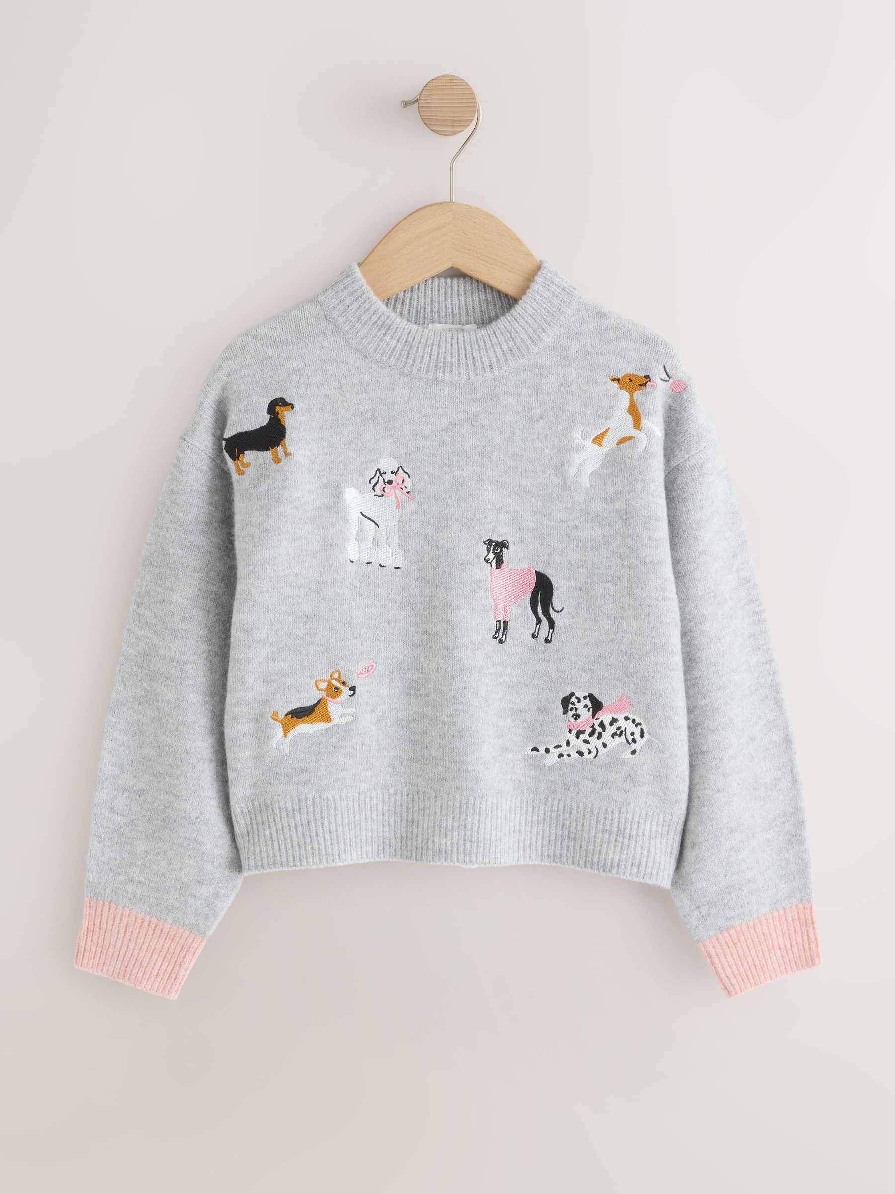 Buy Grey Dog Embroidered Knitted Jumper (3-16yrs) from Next USA