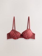 Berry Red Check A-DD Push Up Padded Balcony Bras - Image 5 of 7