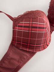 Berry Red Check A-DD Push Up Padded Balcony Bras - Image 6 of 7