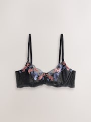 Navy Non Padded Balcony Premium Swiss Designed Embroidered Bra - Image 5 of 7