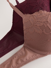 Plum/Tan Brown Push Up Plunge Lace Bras 2 Pack - Image 8 of 9