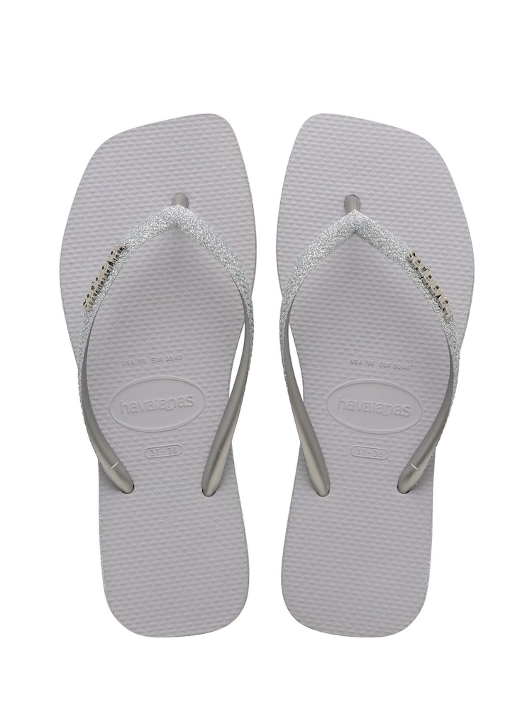 Havaianas Silver Slim Square Sparkle Flip Flops - Image 1 of 6