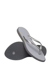 Havaianas Grey Slim Point Glitter Flip Flops - Image 3 of 7