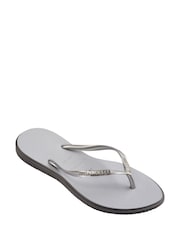 Havaianas Grey Slim Point Glitter Flip Flops - Image 4 of 7