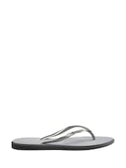 Havaianas Grey Slim Point Glitter Flip Flops - Image 5 of 7