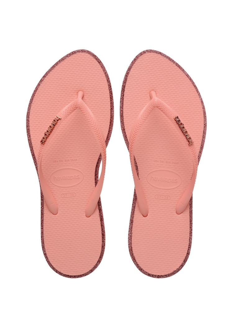 Havaianas Brown Slim Point Glitter Flip Flops - Image 1 of 7