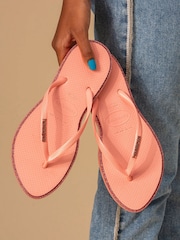 Havaianas Brown Slim Point Glitter Flip Flops - Image 6 of 7