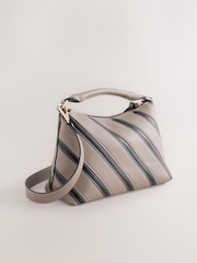 Taupe Brown Stripe Cross Body Bag - Image 2 of 5