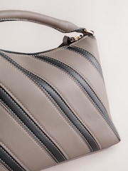 Taupe Brown Stripe Cross Body Bag - Image 6 of 8