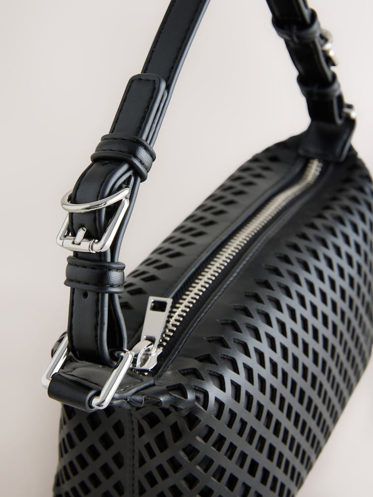 Black Laser Cut Mini Shoulder Bag - Image 5 of 5 Black Laser Cut Mini Shoulder Bag - Image 5 of 5