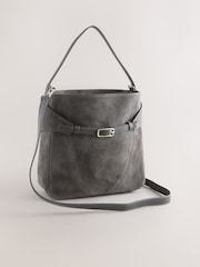 Grey Leather Belted Messenger Shoulder Bag - Image 1 of 5