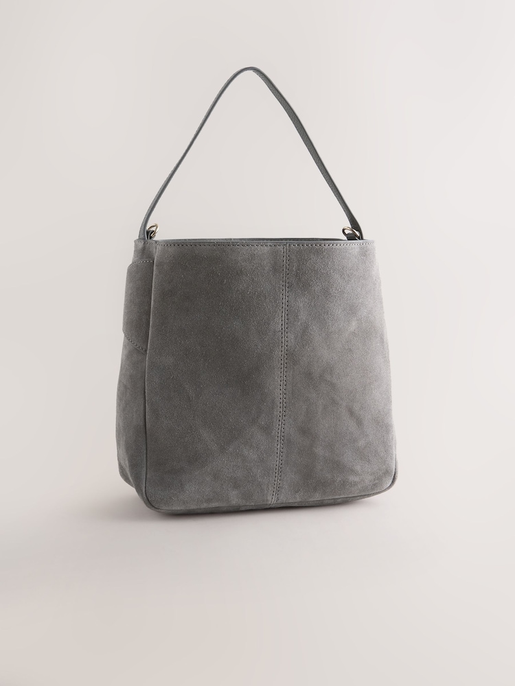 Grey Leather Belted Messenger Shoulder Bag - Image 2 of 5 Grey Leather Belted Messenger Shoulder Bag - Image 2 of 5