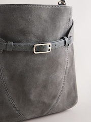 Grey Leather Belted Messenger Shoulder Bag - Image 3 of 5