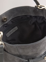 Grey Leather Belted Messenger Shoulder Bag - Image 5 of 5
