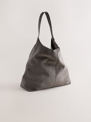 Grey Faux Suede Slouchy Shoulder Bag - Image 1 of 5