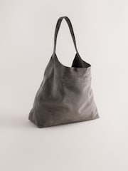 Grey Faux Suede Slouchy Shoulder Bag - Image 2 of 5