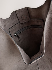 Grey Faux Suede Slouchy Shoulder Bag - Image 5 of 5