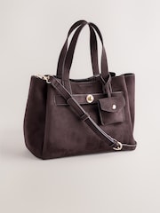 Maro Ciocolată - Suedette Charm Hand Held Bag - Imaginea 1 din 6
