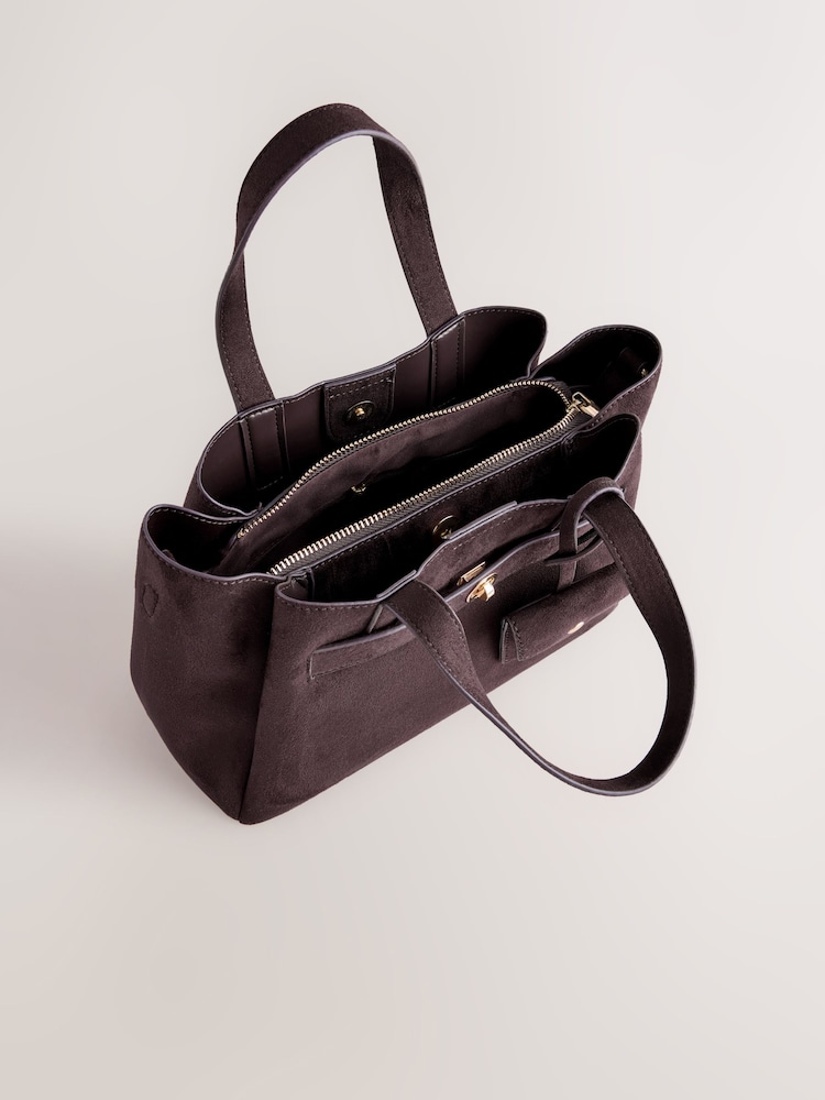 Maro Ciocolată - Suedette Charm Hand Held Bag - Imaginea 2 din 6 Maro Ciocolată - Suedette Charm Hand Held Bag - Imaginea 2 din 6