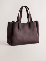 Maro Ciocolată - Suedette Charm Hand Held Bag - Imaginea 3 din 6