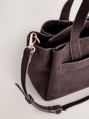 Maro Ciocolată - Suedette Charm Hand Held Bag - Imaginea 6 din 6