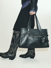 Black Large Charm Shoulder Bag - Image 3 of 8