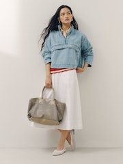 Taupe Laser Cut Slouchy Hand Held Bag - Image 3 of 8
