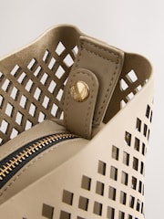 Taupe Laser Cut Slouchy Hand Held Bag - Image 8 of 8