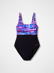 Speedo Black Print Contour Eclipse Swimsuit - Image 6 of 6
