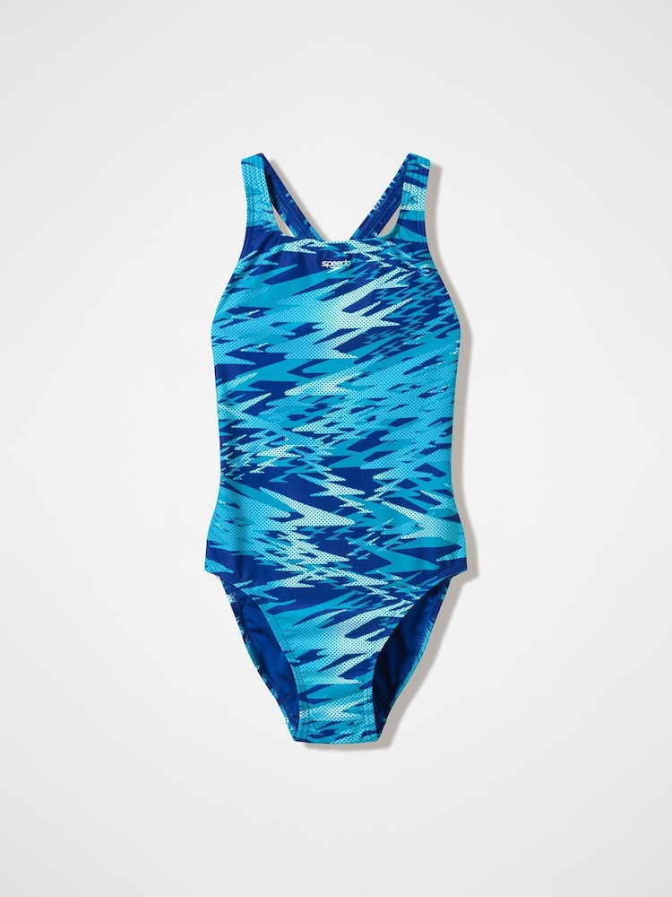 Speedo Blue Hyperboom Print Medalist Swimsuit - Image 13 of 13