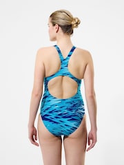 Speedo Blue Hyperboom Print Medalist Swimsuit - Image 9 of 13