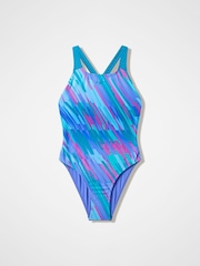 Speedo Purple Print Powerback Swimsuit - Image 1 of 2