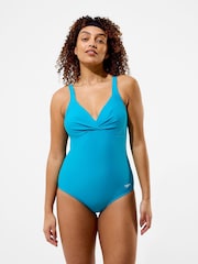 Speedo Green Solid Cross Knot Swimsuit - Image 1 of 6