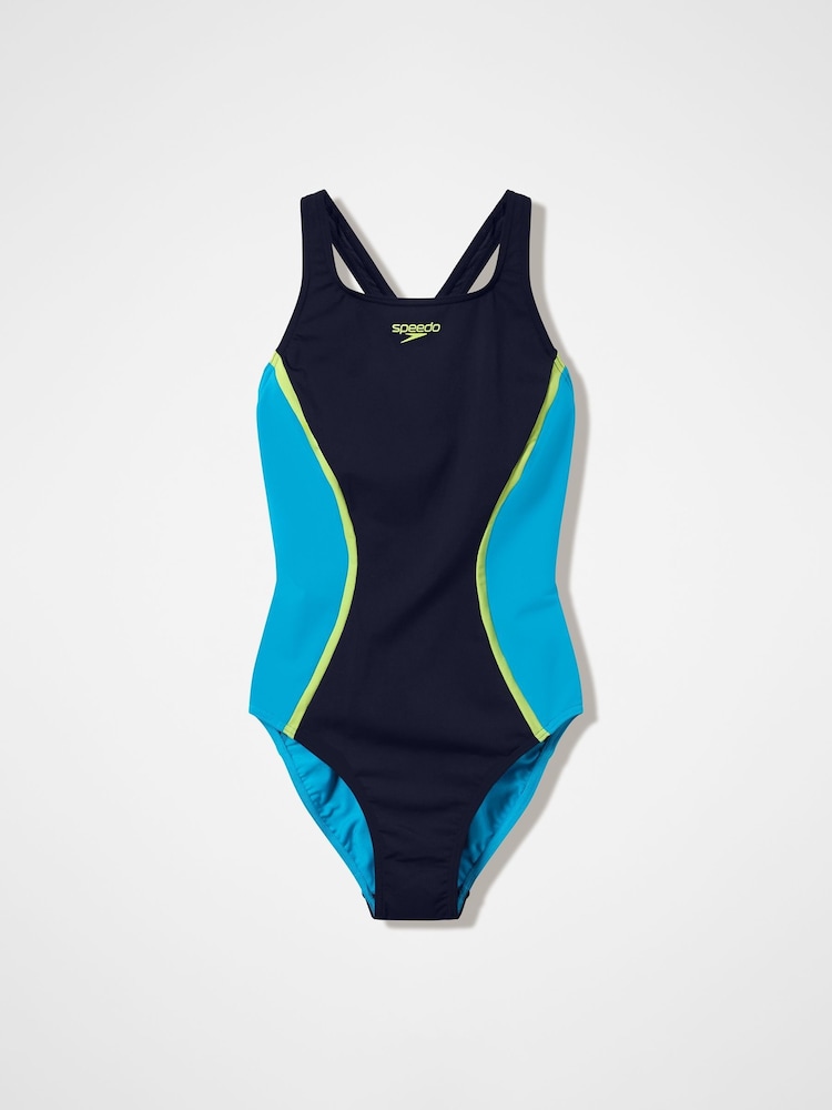 Speedo Black Solid Splice Medalist Swimsuit - Image 6 of 6