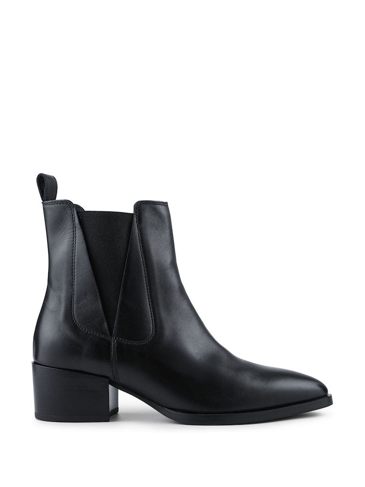 Jones Bootmaker Black Kori Leather Blocked-Heeled Chelsea Boots - Image 1 of 5