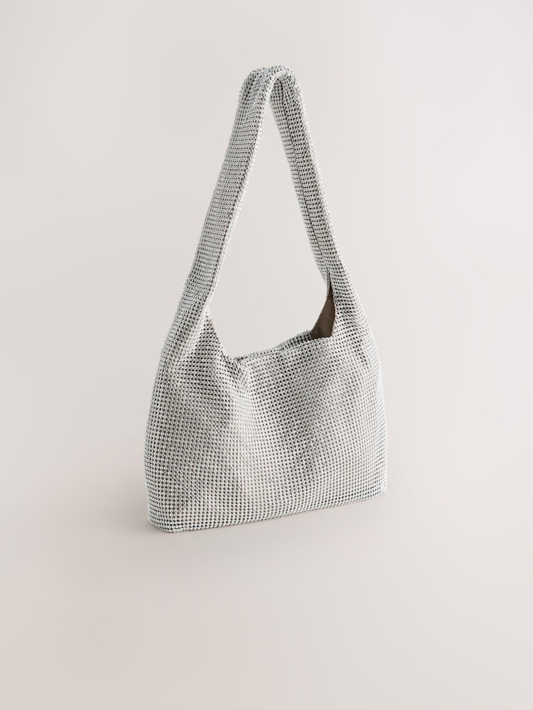 Silver Sparkle Shoulder Bag - Image 1 of 5 Silver Sparkle Shoulder Bag - Image 1 of 5