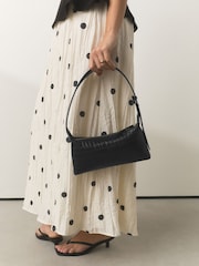 Black Croc Leather Mini Shoulder Bag - Image 2 of 8