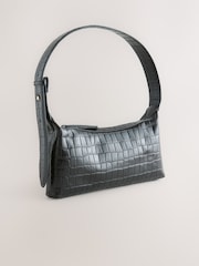 Black Croc Leather Mini Shoulder Bag - Image 4 of 8