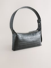 Black Croc Leather Mini Shoulder Bag - Image 5 of 8
