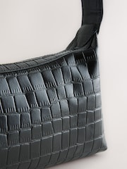 Black Croc Leather Mini Shoulder Bag - Image 6 of 8