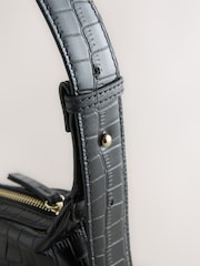 Black Croc Leather Mini Shoulder Bag - Image 7 of 8