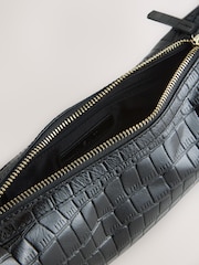 Black Croc Leather Mini Shoulder Bag - Image 8 of 8
